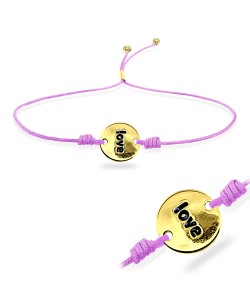 Love Word with Plain Shiny Rope Bracelet BRS-241-GP